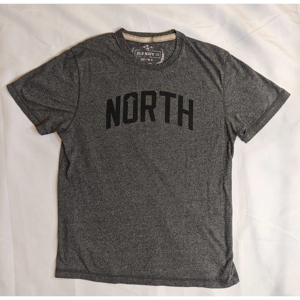 Old Navy NORTH logo T-Shirt Size L Gray Short Sleeve Tee Premium Division